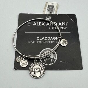 Alex and Ani Claddagh Silver Bangle Bracelet Expandable 2014 Charm